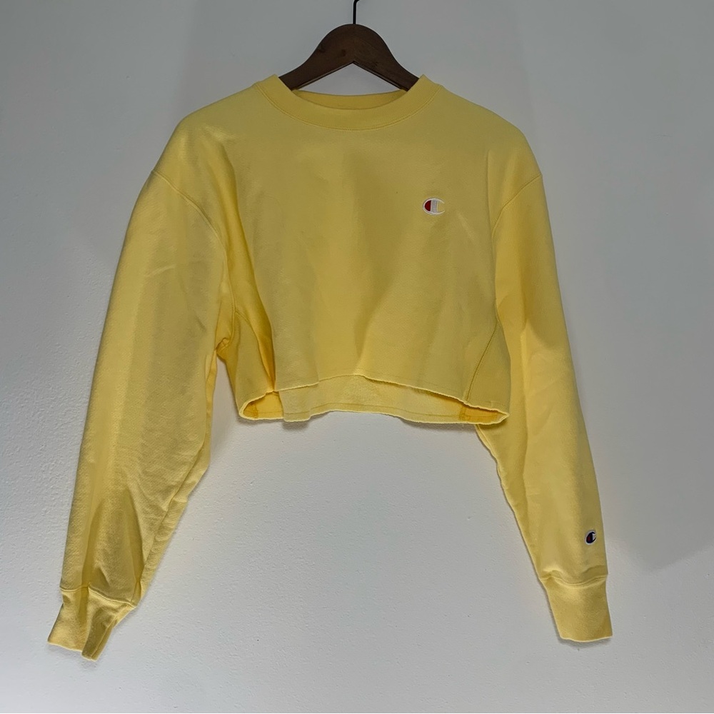 CHAMPION Women's Sunny Yellow Cropped Hoodie